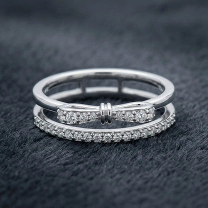 Diamond Bow Split Band Ring Orilucent