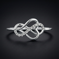 Infinity Heart 925 Silver Diamond Ring with Lab-Grown Diamonds