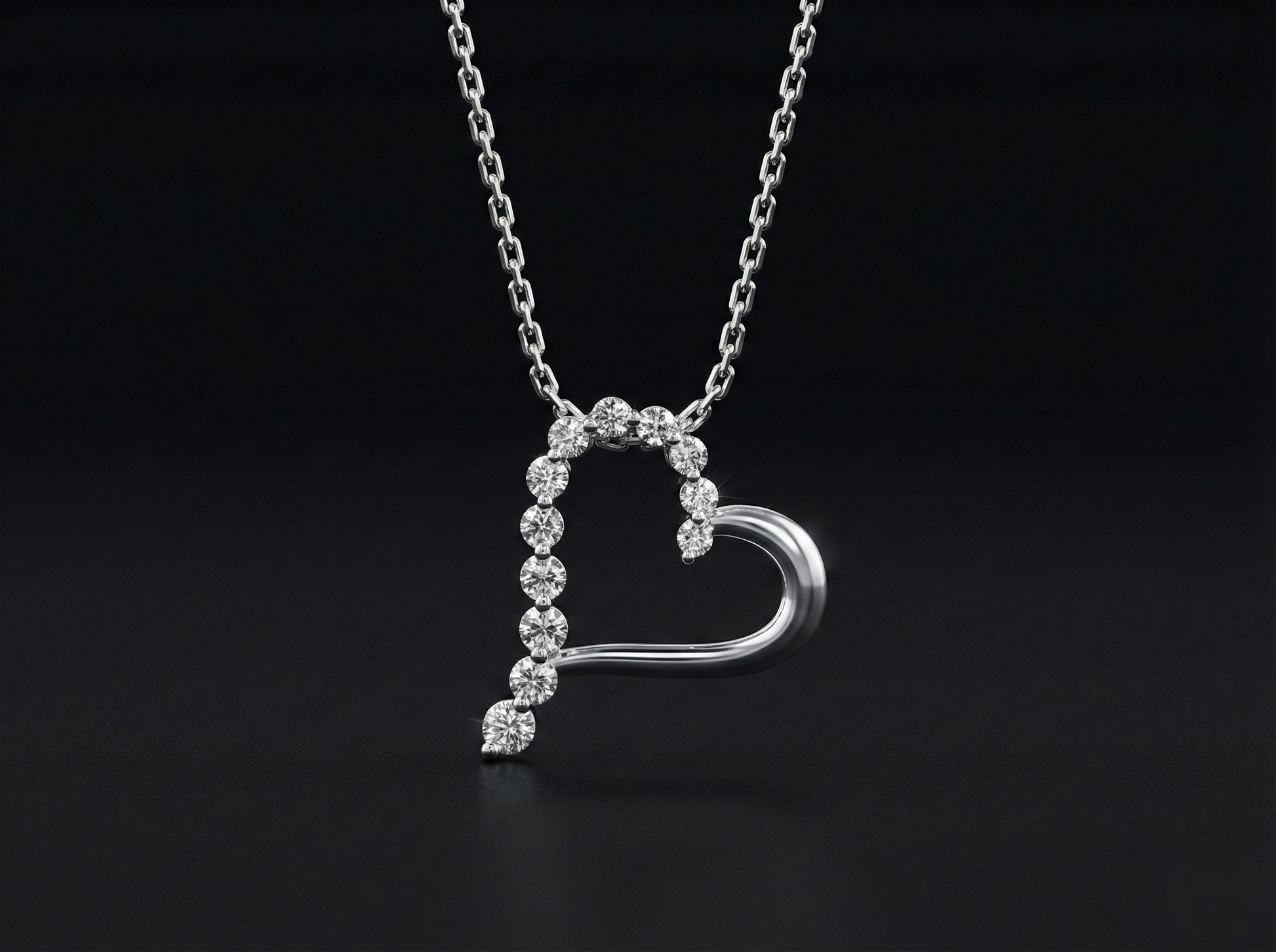 Asymmetric Diamond Heart Pendant Orilucent