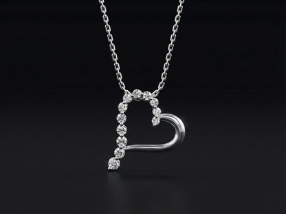 Asymmetric Diamond Heart Pendant Orilucent