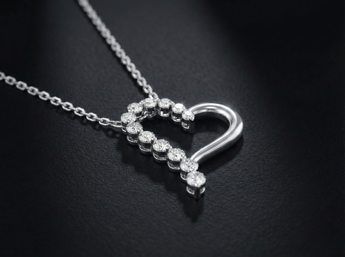 Asymmetric Diamond Heart Pendant Orilucent