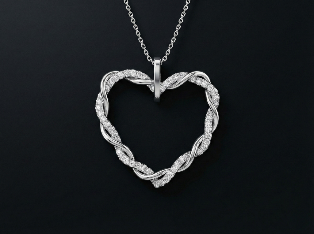 Heart Swirl 925 Silver Diamond Pendant with Lab-Grown Diamonds