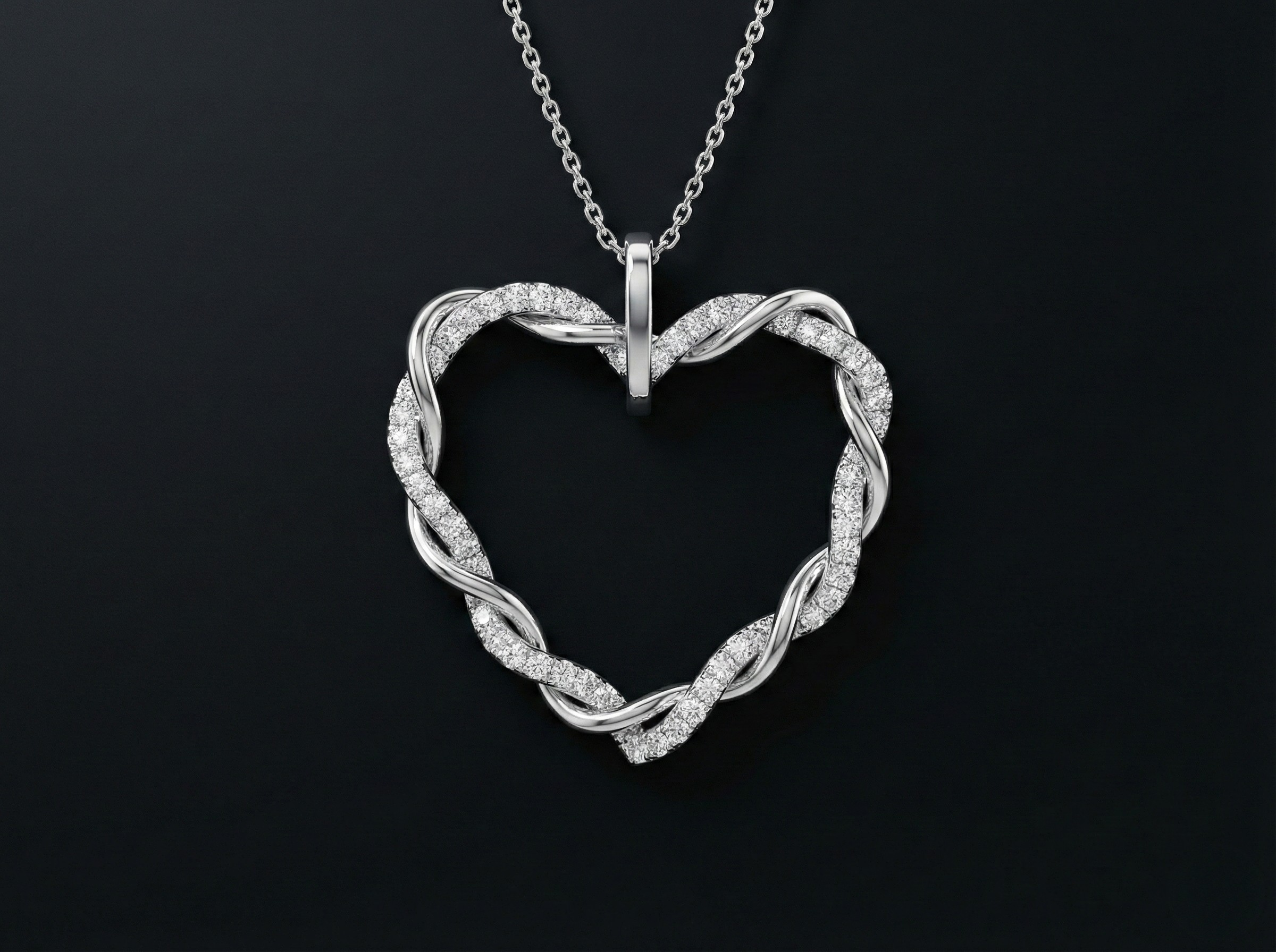Heart Swirl 925 Silver Diamond Pendant with Lab-Grown Diamonds
