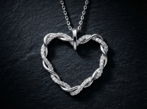 Heart Swirl 925 Silver Diamond Pendant with Lab-Grown Diamonds