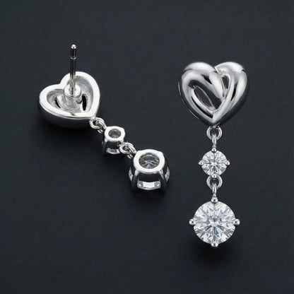 Heart Drop Diamond Stud Earrings Orilucent
