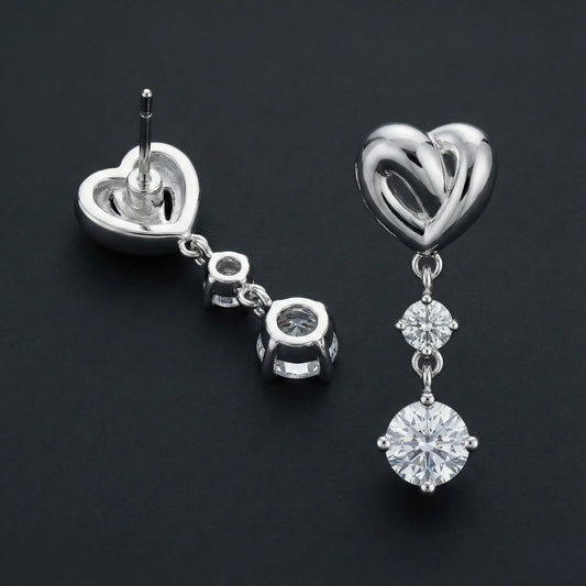 Heart Drop Diamond Stud Earrings Orilucent