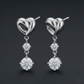 Heart Drop 925 Silver Diamond Earrings with Lab-Grown Diamonds