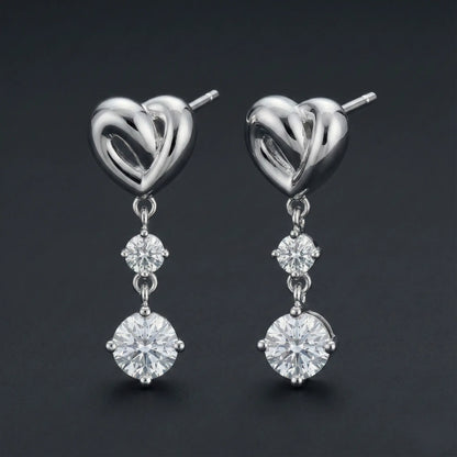 Heart Drop Diamond Stud Earrings Orilucent