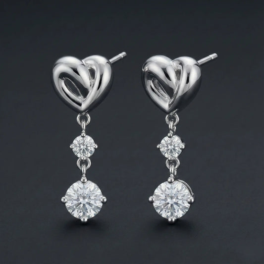 Heart Drop Diamond Stud Earrings Orilucent