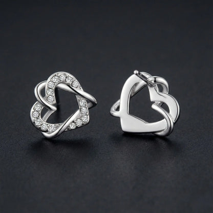 Entwined Heart Diamond Stud Earrings Orilucent