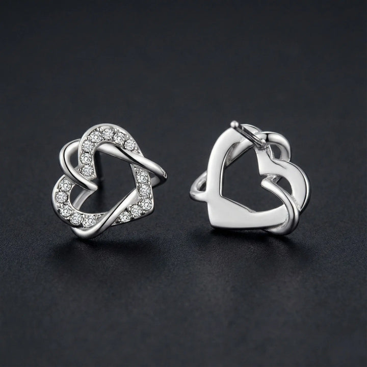 Entwined Heart Diamond Stud Earrings Orilucent