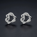 Interlocking Heart 925 Silver Diamond Stud Earrings with Lab-Grown Diamonds