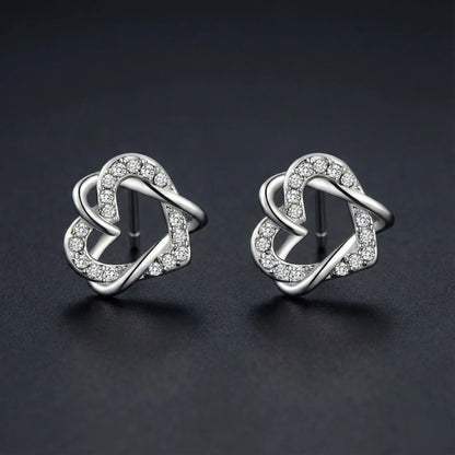 Entwined Heart Diamond Stud Earrings Orilucent