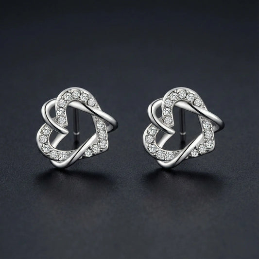 Entwined Heart Diamond Stud Earrings Orilucent
