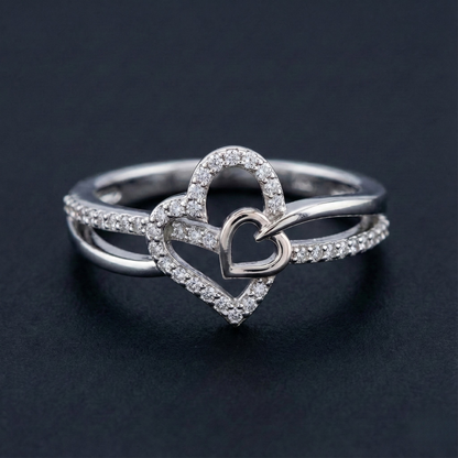 Two Hearts Diamond Ring Orilucent