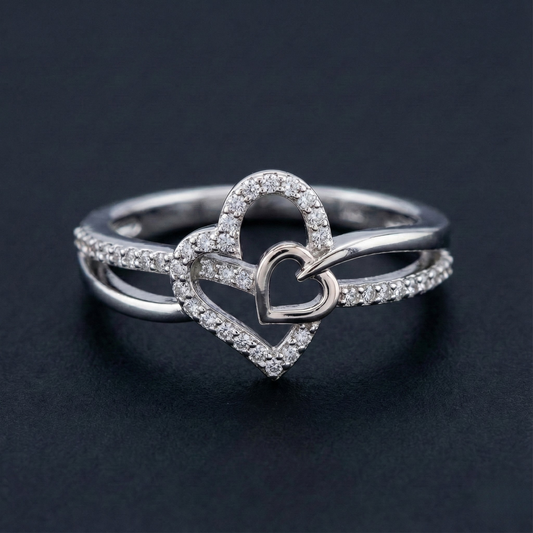 Two Hearts Diamond Ring Orilucent