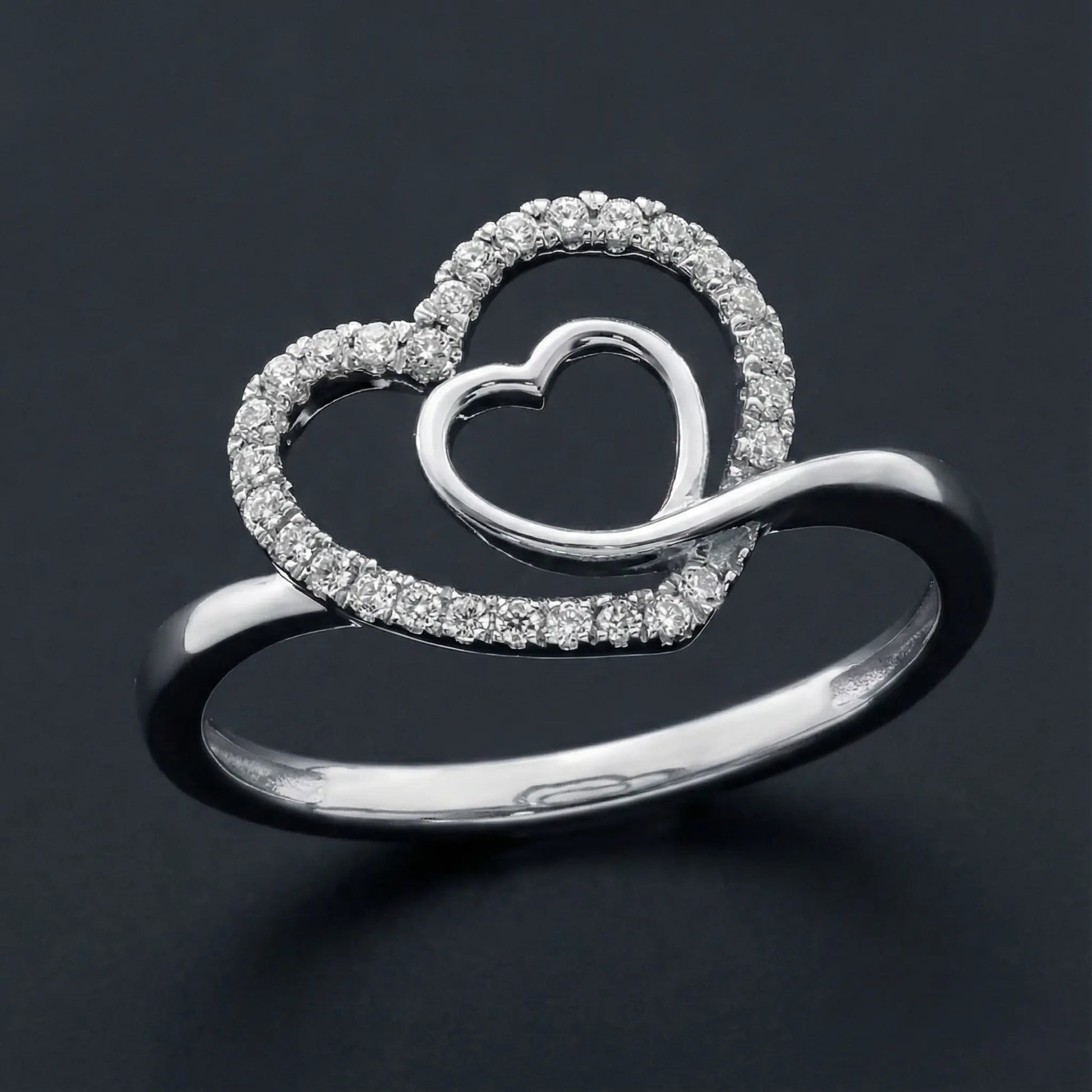Double Heart Diamond Ring Orilucent