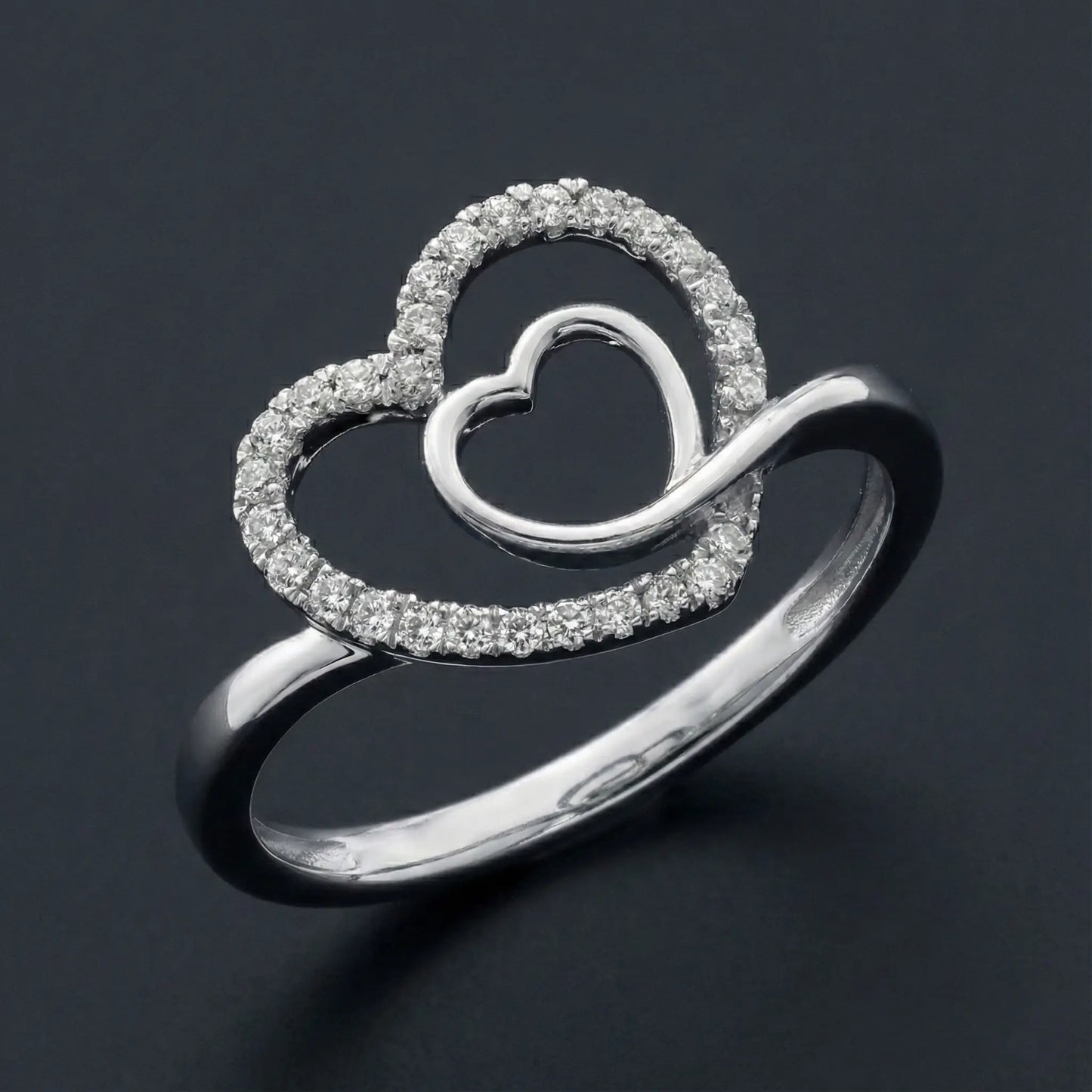 Double Heart Diamond Ring Orilucent