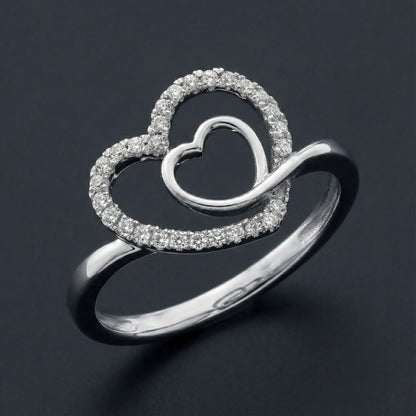 Double Heart Diamond Ring Orilucent