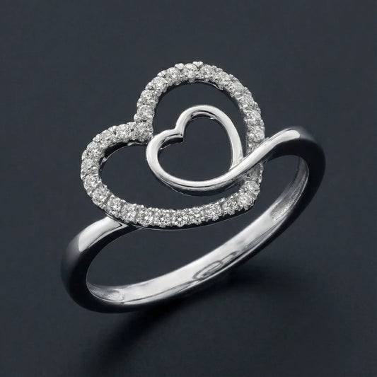 Double Heart Diamond Ring Orilucent