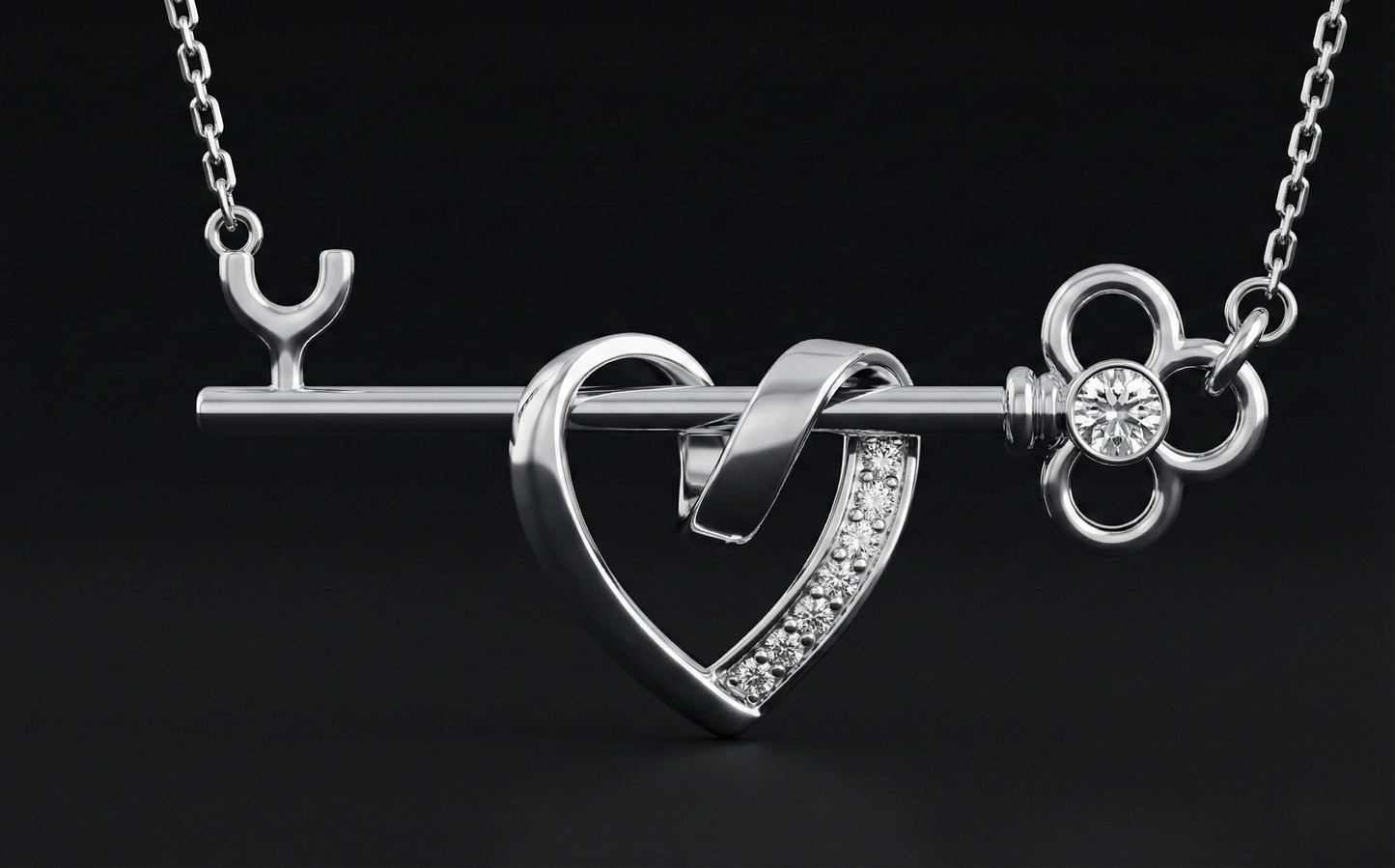 Key Heart Diamond Pendant Orilucent