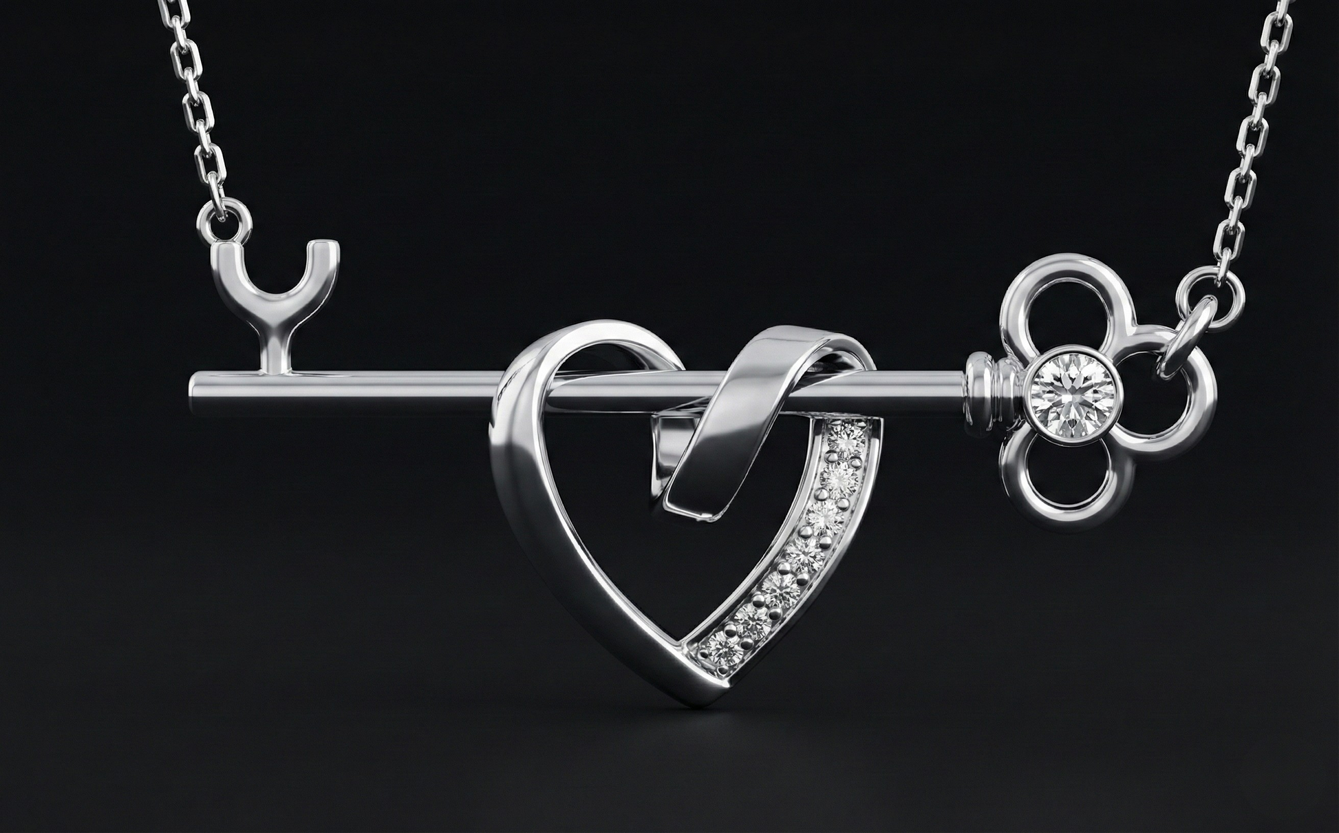 Key Heart Diamond Pendant Orilucent