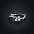 Leaf Curve 925 Silver Diamond Ring with Lab-Grown Diamonds