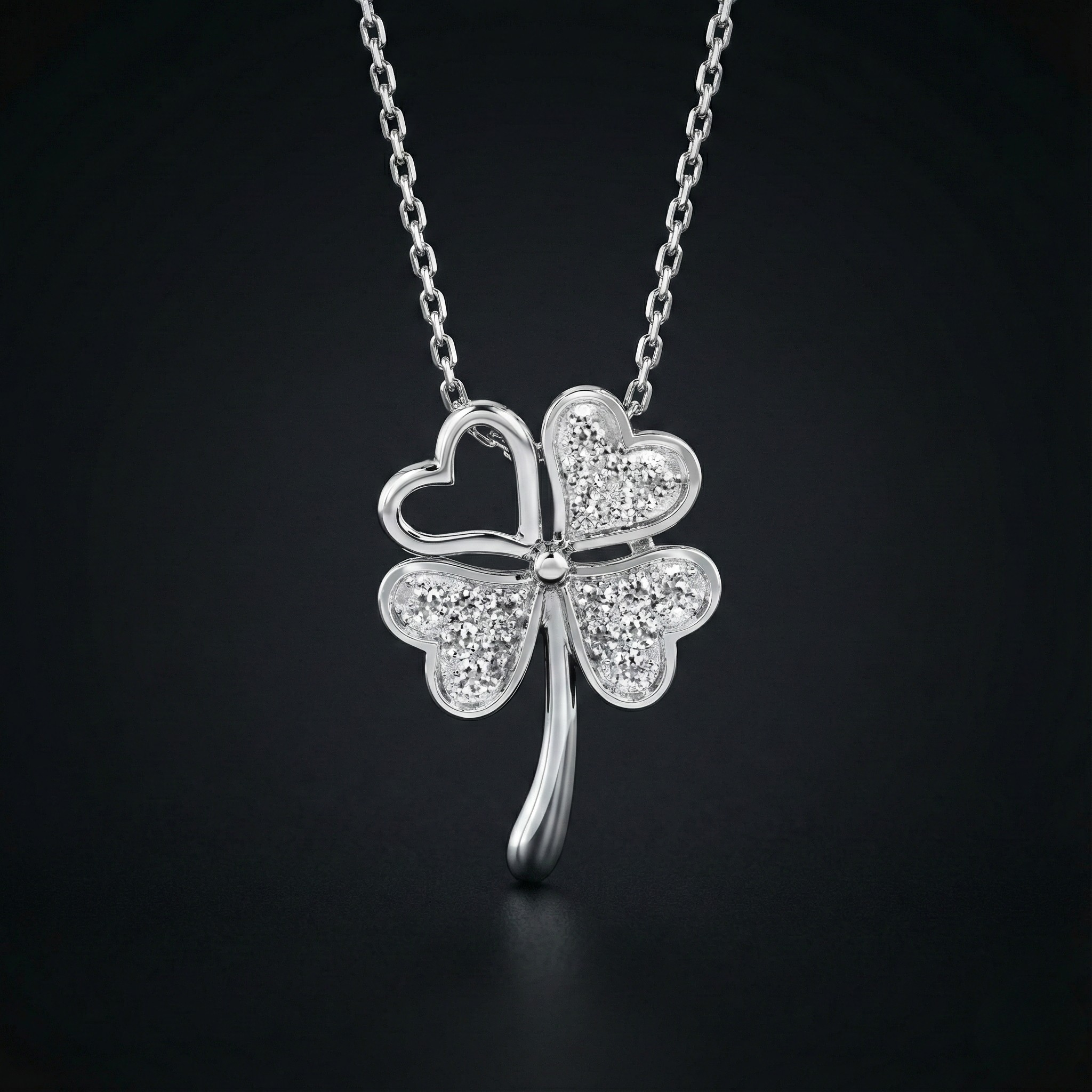 Leaf 925 Silver Diamond Pendant with Lab-Grown Diamonds
