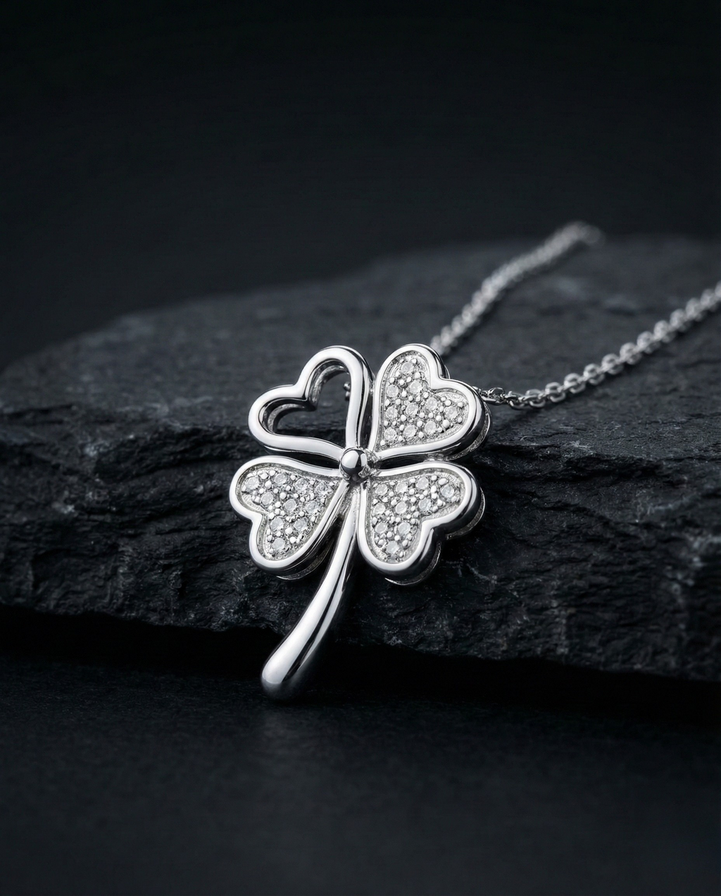 Leaf 925 Silver Diamond Pendant with Lab-Grown Diamonds