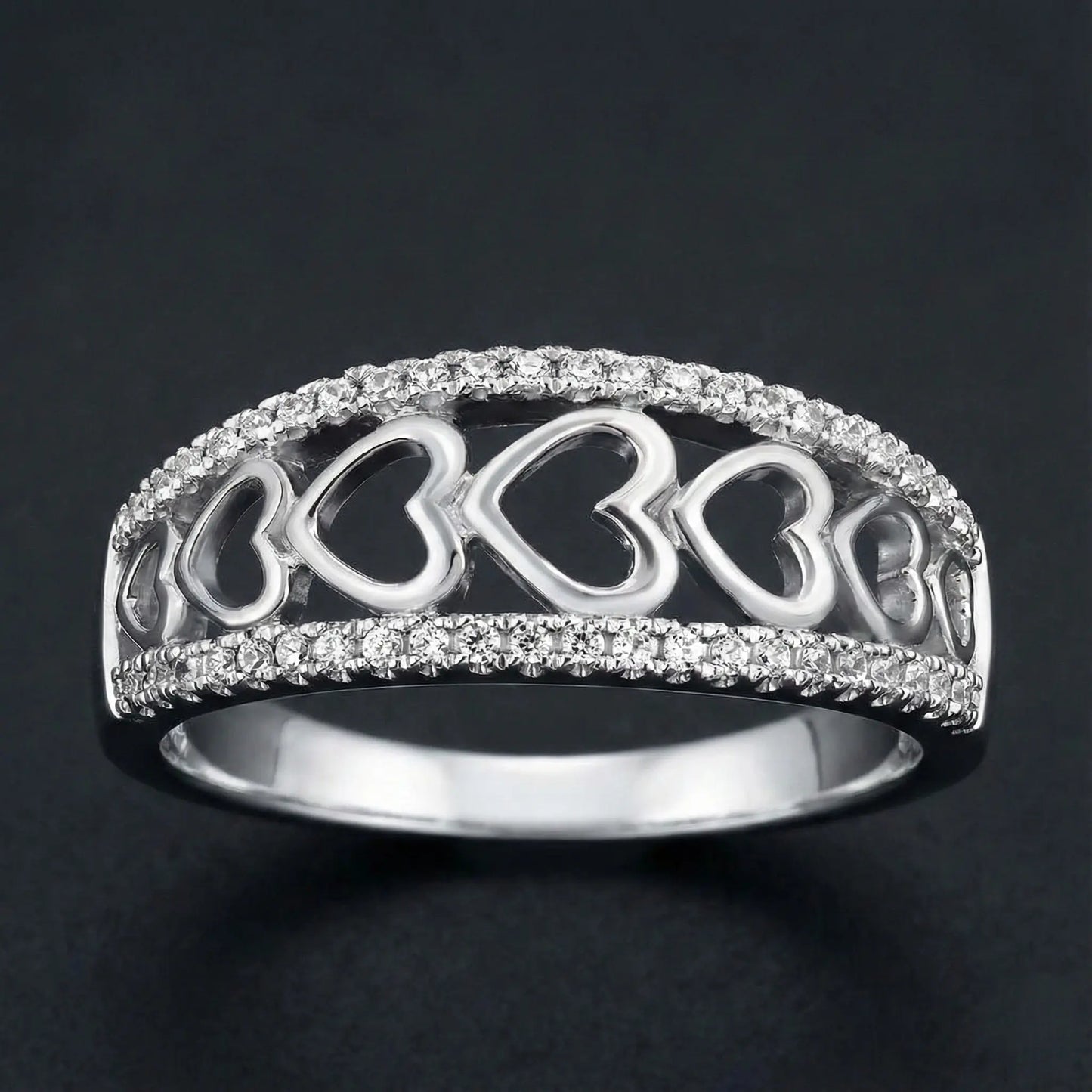 Multiple Heart Diamond Band Ring Orilucent