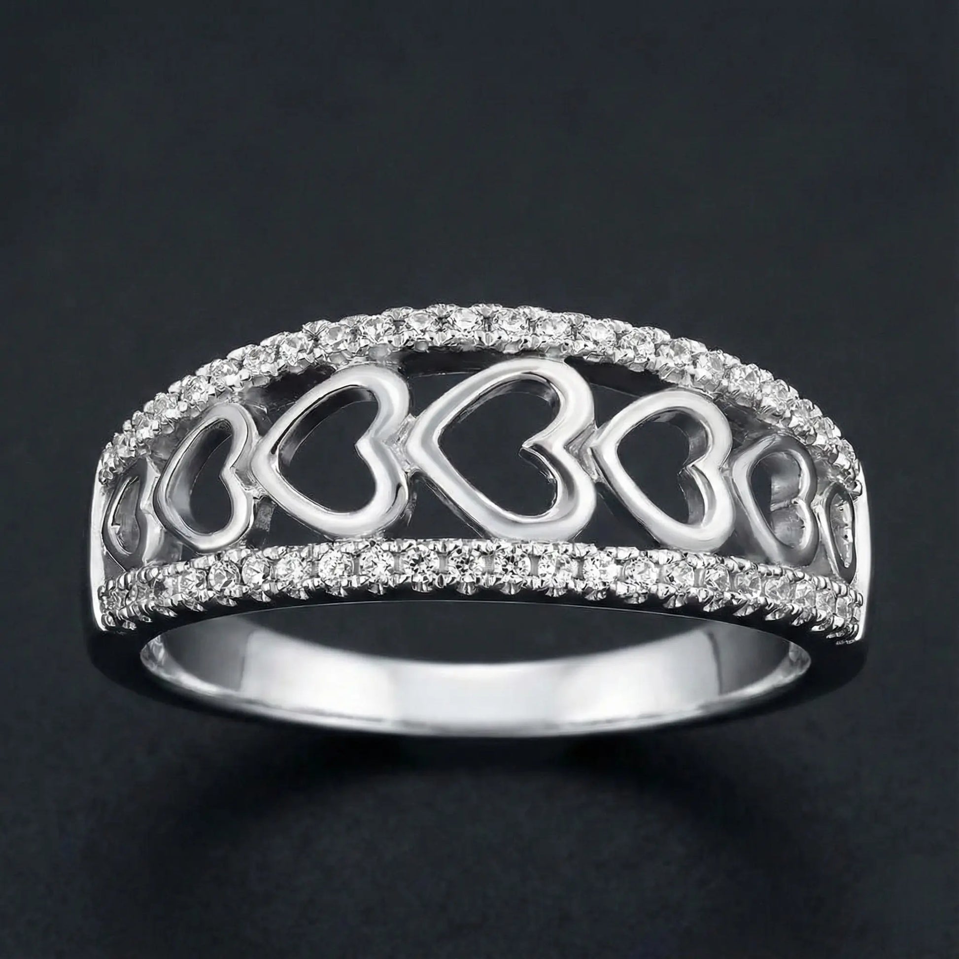 Multiple Heart Diamond Band Ring Orilucent