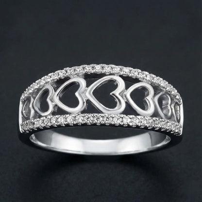 Multiple Heart Diamond Band Ring Orilucent