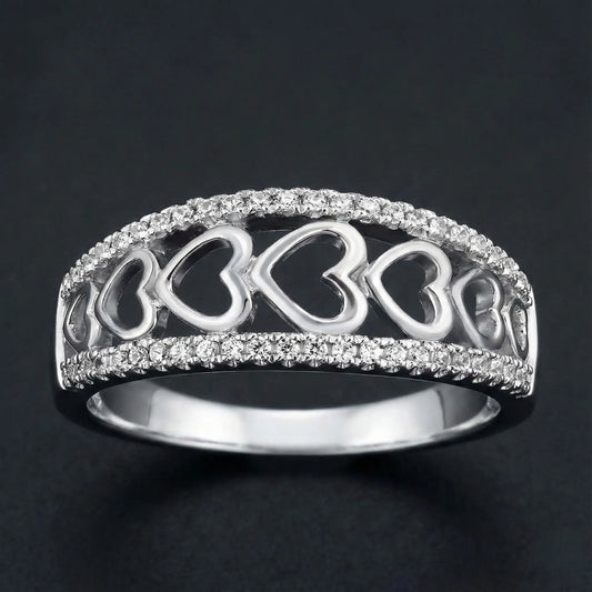Multiple Heart Diamond Band Ring Orilucent