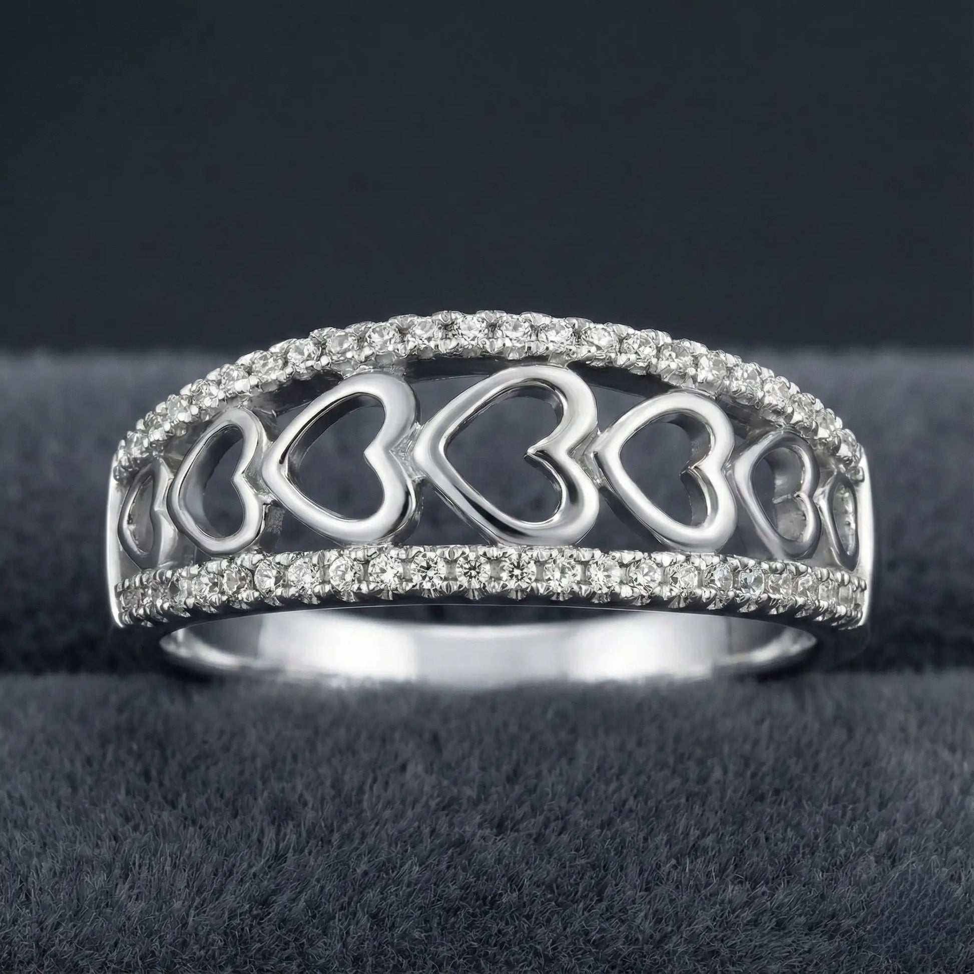 Multiple Heart Diamond Band Ring Orilucent