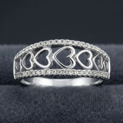 Multiple Heart Diamond Band Ring Orilucent