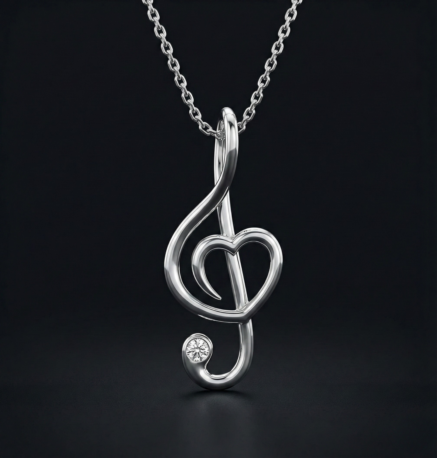 Music Note Heart Diamond Pendant Orilucent