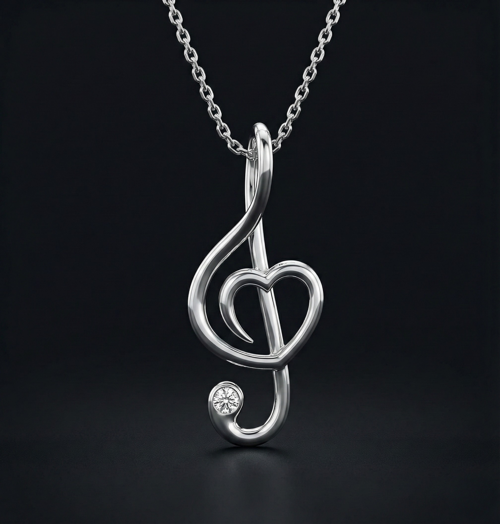Music Note Heart Diamond Pendant Orilucent