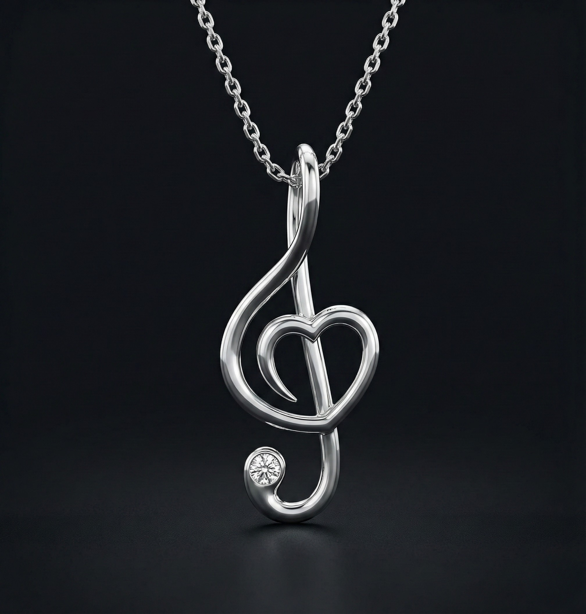 Music Lover Silver Diamond Pendant with Lab-Grown Diamonds