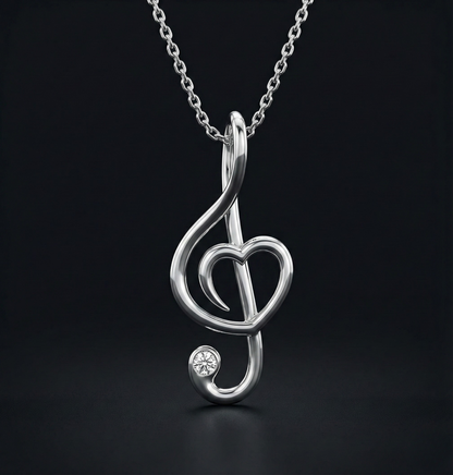 Music Note Heart Diamond Pendant Orilucent
