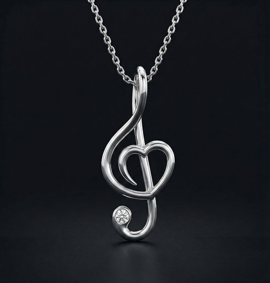 Music Note Heart Diamond Pendant Orilucent