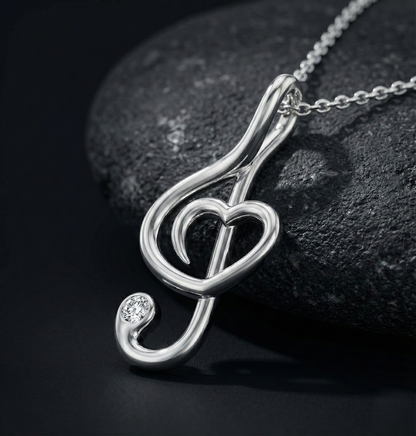 Music Note Heart Diamond Pendant Orilucent