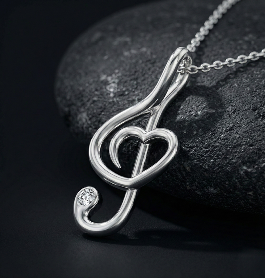 Music Note Heart Diamond Pendant Orilucent