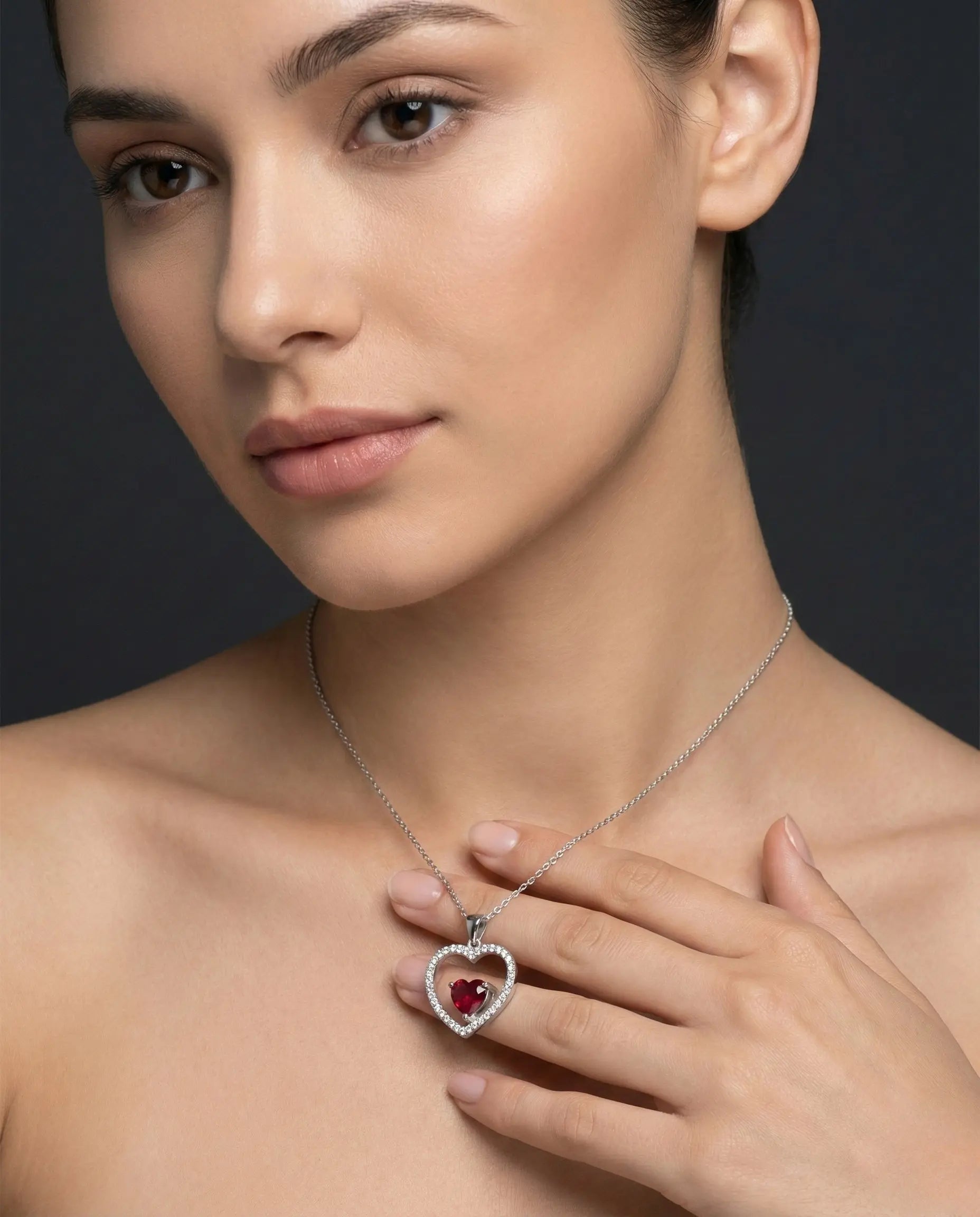 Crimson Heart Diamond Pendant Orilucent