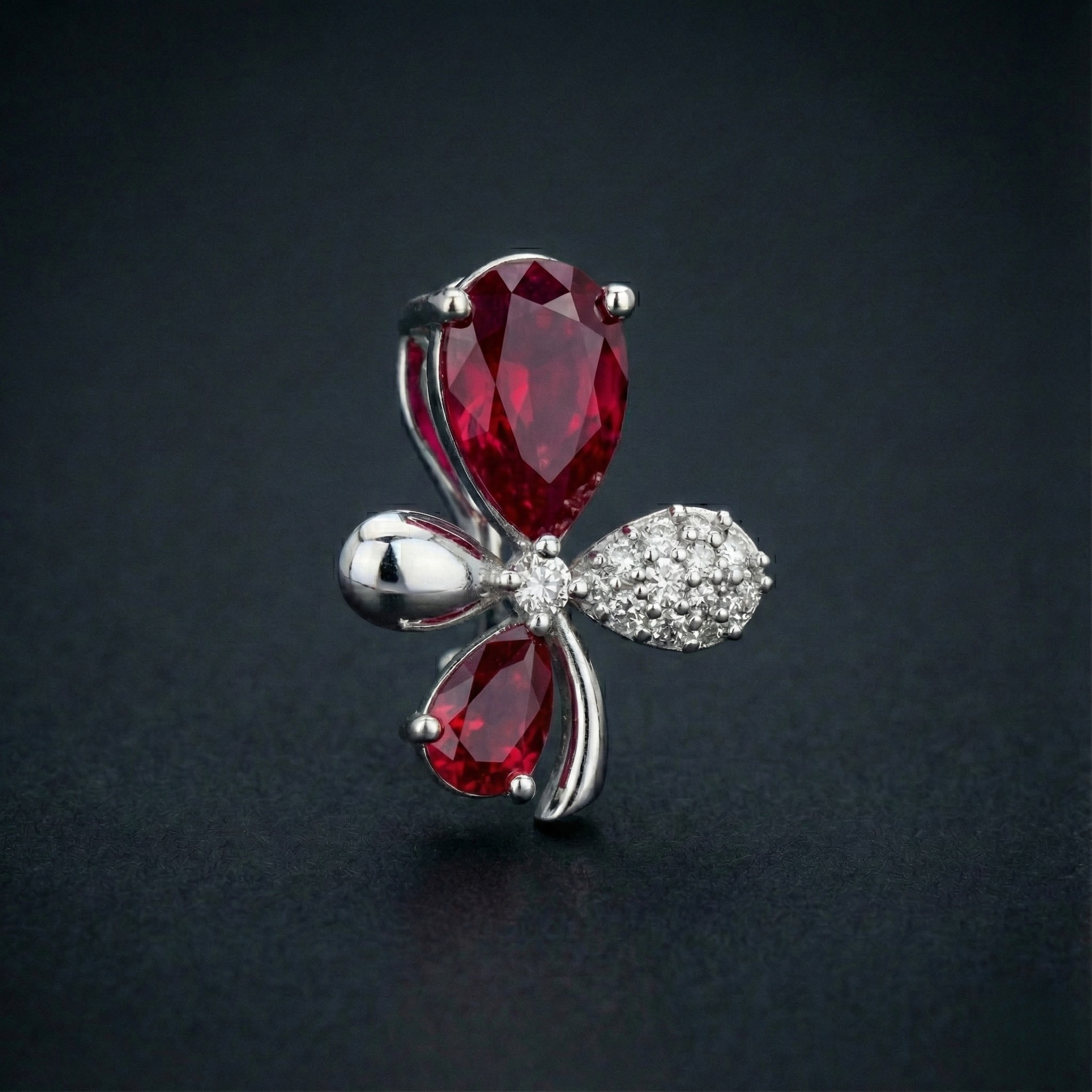 Ruby Leaf 925 Silver Diamond Pendant with Lab-Grown Diamonds
