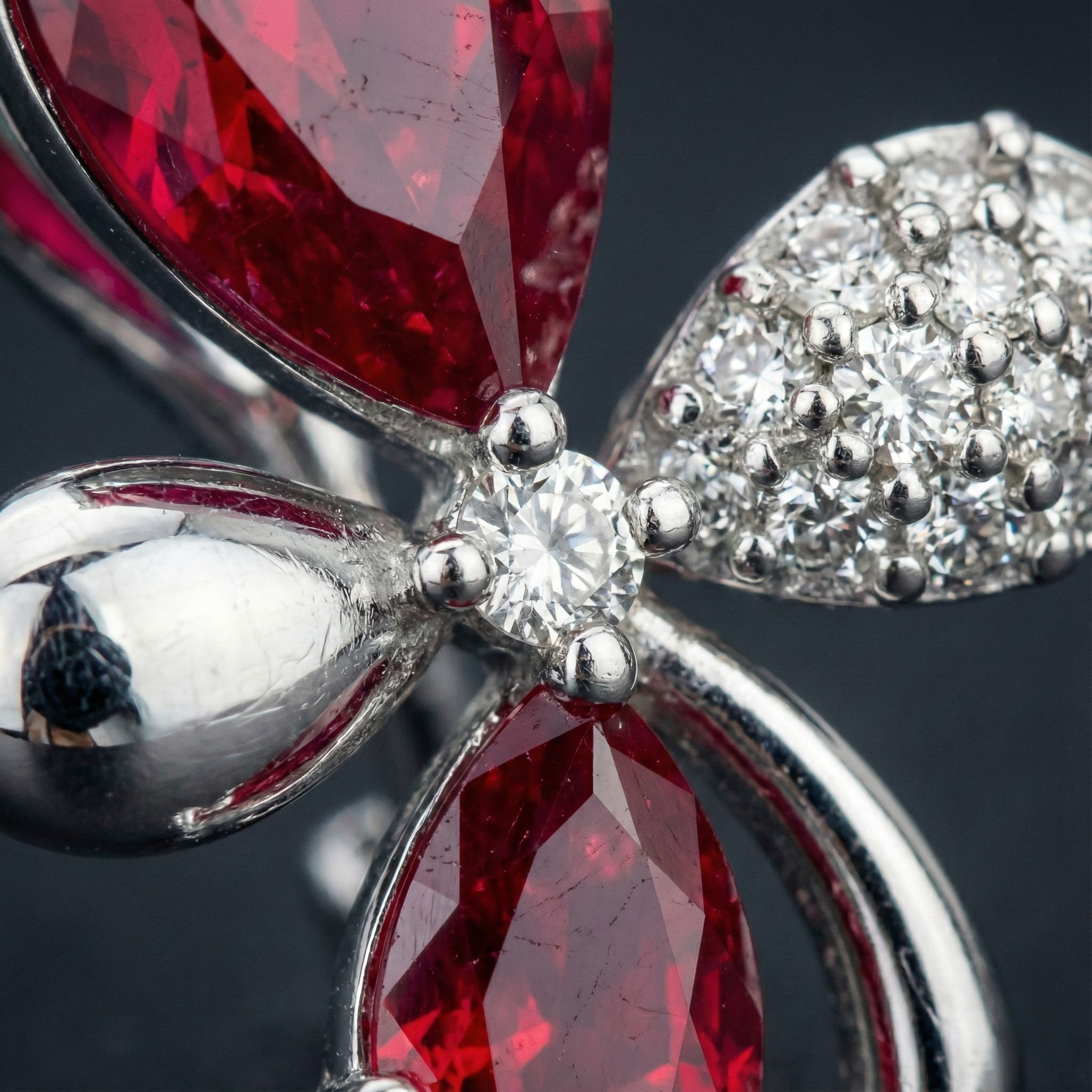 Ruby Leaf 925 Silver Diamond Pendant with Lab-Grown Diamonds