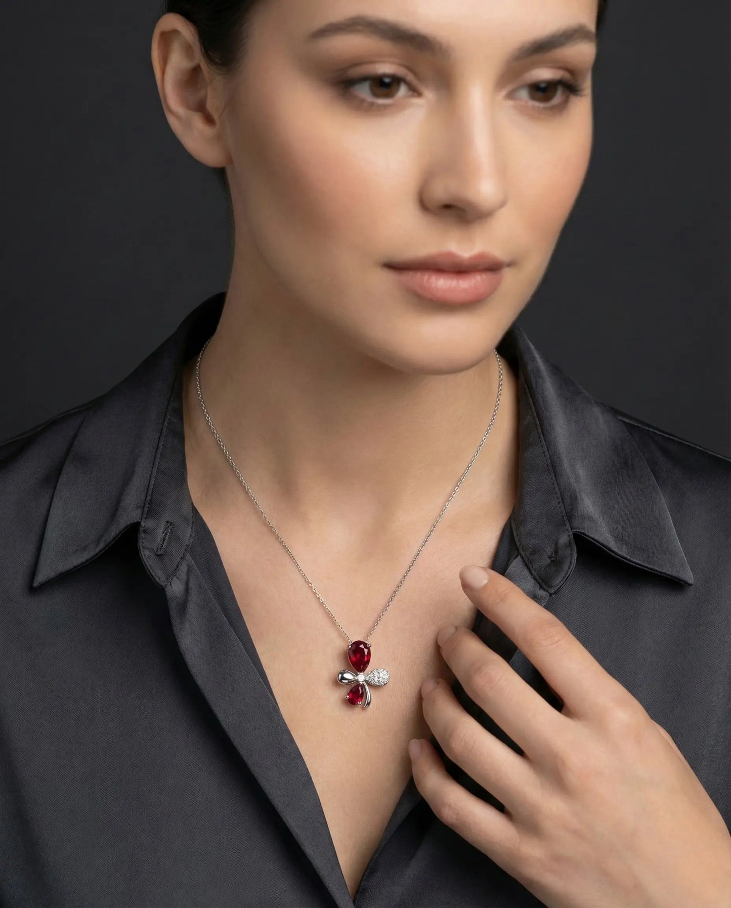Crimson Petal Diamond Pendant Orilucent