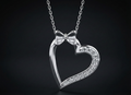 Small Bow Heart 925 Silver Diamond Pendant with Lab-Grown Diamonds