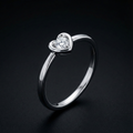 Small Heart Silver Diamond Ring with Lab-Grown Diamonds