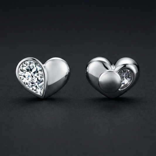Half Heart Diamond Stud Earrings Orilucent