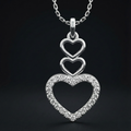 Triple Heart 925 Silver Diamond Pendant with Lab-Grown Diamonds